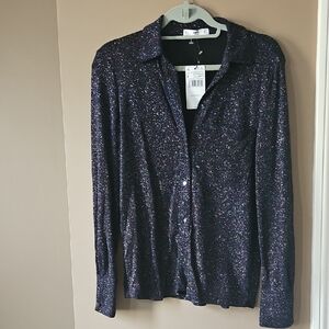 Sparkly Mango Navy Longsleeve Blouse